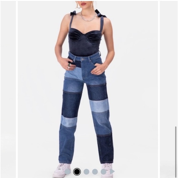 Adika Patchwork y2k Denim Jeans - Picture 2 of 7